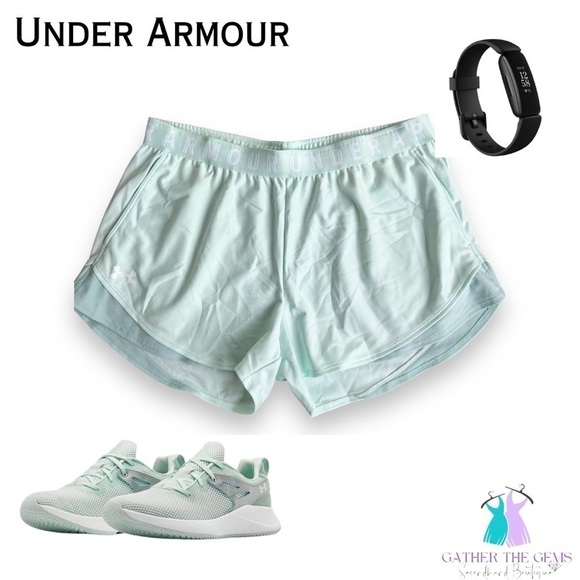 UNDER Armour Play Up Shorts 3.0 Aqua Foam/White - Picture 1 of 5